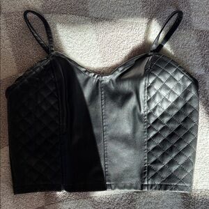 Elegant Black Quilted Crop Top